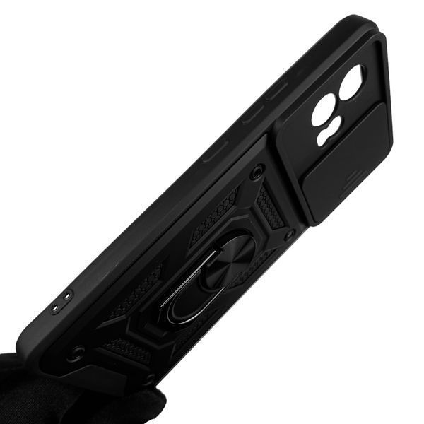 Чехол для Motorola G72 PAVG0004RS бронированный с кольцом со шторкой на камеру на моторола г72 чёрный 0001655 фото