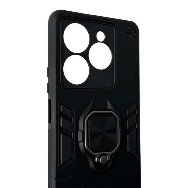Чехол для телефона Infinix Hot 40 Pro бронированный с магнитным кольцом и защитой камеры черный 0051091 фото