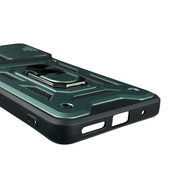Чехол для Motorola G24 бронированный с кольцом со шторкой на моторола г24 зелёный rg1 0015641 фото