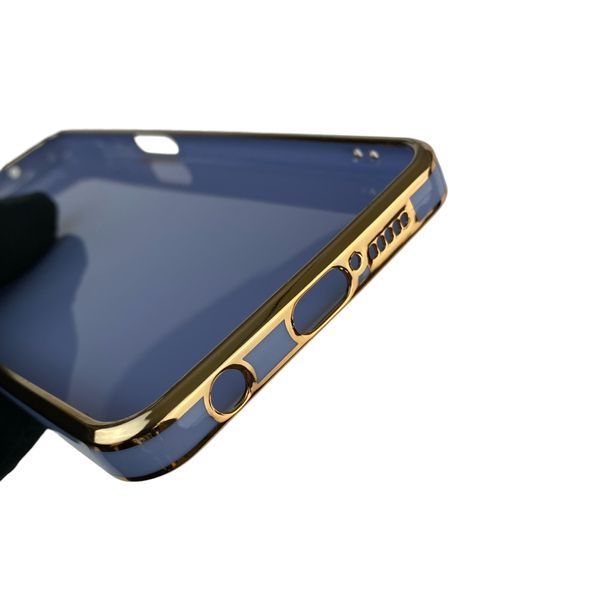 Чохол для Xiaomi Redmi Note 9S глянцевий з кільцем MagSafe із золотою окантовкою на сяомі редмі нот 9с синій gs1 0022688 фото