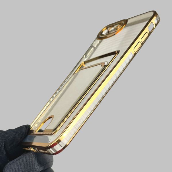 Чохол для Apple iPhone 7 Plus із золотою окантовкою з кишенькою для карток на айфон 7 плюс золотий 0013041 фото