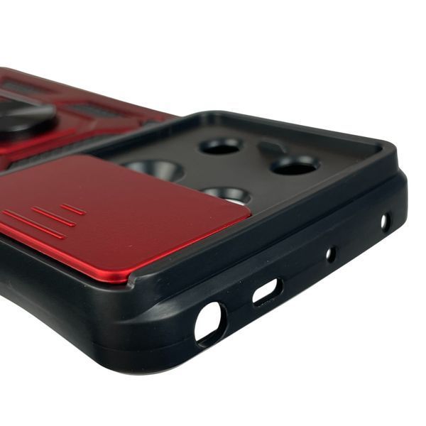 Чехол для Xiaomi Redmi Note 13 Pro 5G бронированный с кольцом со шторкой на сяоми редми нот 13 про 5г красный 0002384 фото