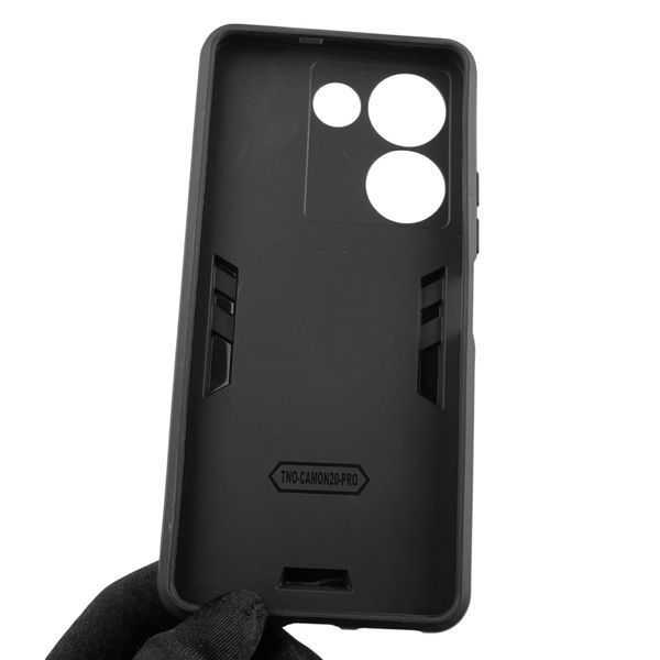 Чехол для телефона Tecno Camon 20 Pro (CK7n) бронированный с кольцом-держателем на техно камон 20 про чёрный 0025743 фото