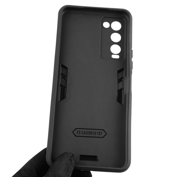 Чехол для телефона Tecno Camon 18 (CH6n) бронированный с магнитным кольцом-держателем на техно камон 18 чёрный 0025739 фото
