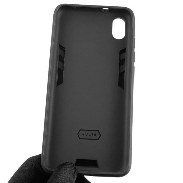 Чехол для телефона Xiaomi Redmi 7A бронированный с магнитным кольцом-держателем на сяоми редми 7а чёрный 0025811 фото