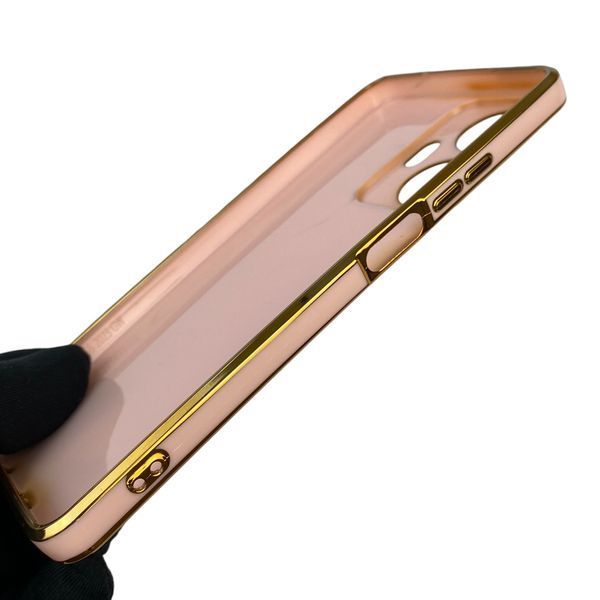 Чохол для Realme C55 з кільцем-підставкою із золотою окантовкою на реалмі с55 пудровий gs1 0020525 фото