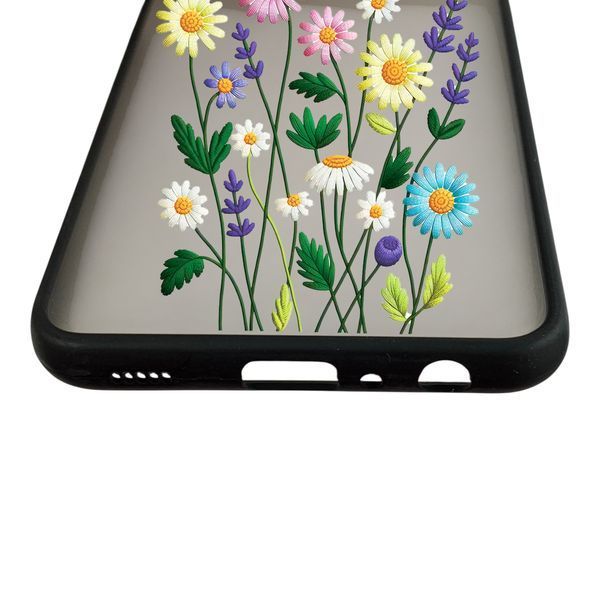 Чехол для телефона Samsung Galaxy M32 4G (SM-M325F) с 3D принтом полевые цветы с высокими бортами черный 0059287 фото