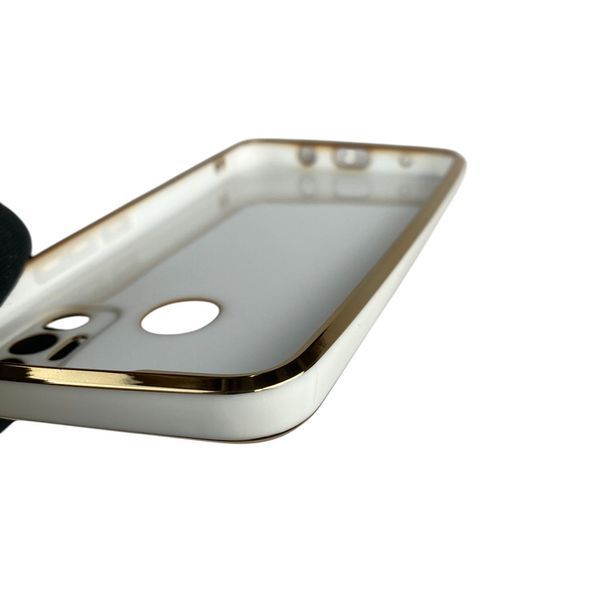 Чохол для Tecno Spark 7 Go (KF6m) глянцевий з кільцем MagSafe із золотою окантовкою на техно спарк 7 го білий gs1 0021991 фото