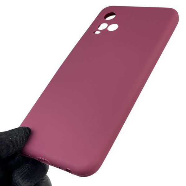 Чехол для Vivo Y21S силиконовый с микрофиброй нескользящий на виво у21с бордовый 0032351 фото