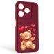 Чохол силіконовий Soft Touch з 3D принтом милий ведмедик для TECNO Spark 10 (KI5q) бордовий (Повний захист камери) 0044822 фото 1