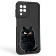 Чехол силиконовый оригинальный Soft Touch с 3D принтом злой котик для Samsung Galaxy M22 4G (SM-M225F) черный (Полная защита камеры) 0046437 фото