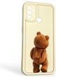 Чехол силиконовый оригинальный Soft Touch с 3D принтом смешного теда мишки для Oppo A32 молочный (Полная защита камеры)