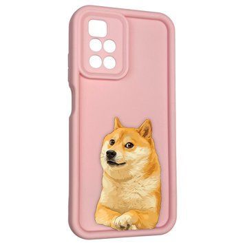 Чехол силиконовый оригинальный Soft Touch с 3D принтом мема сибу для Xiaomi Redmi 10 розовый (Полная защита камеры) 0047724 фото