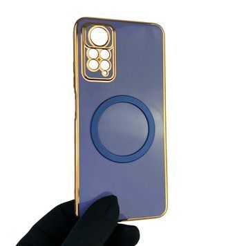 Чохол для Xiaomi Redmi Note 11 Pro 4G з кільцем MagSafe із золотою окантовкою на сяомі редмі нот 11 про синій gs1 0021734 фото