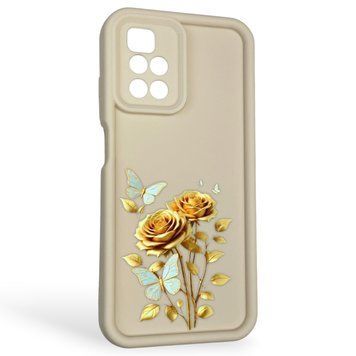 Чехол силиконовый Soft Touch с 3D принтом женским для Xiaomi Redmi 10 молочный (Полная защита камеры) 0042877 фото