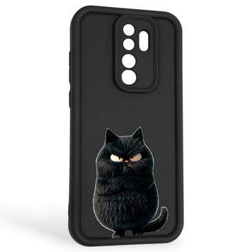 Чехол силиконовый оригинальный Soft Touch с 3D принтом злой котик для Xiaomi Redmi Note 8 Pro черный (Полная защита камеры) 0046888 фото
