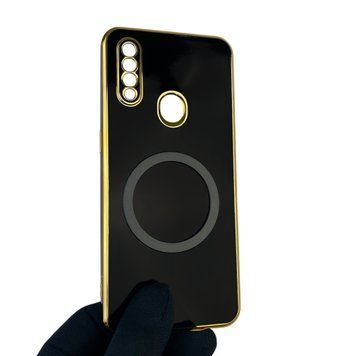 Чехол для Oppo A31 с кольцом MagSafe с золотой окантовкой на оппо а31 черный gs1 0021314 фото