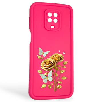 Чехол силиконовый Soft Touch с 3D принтом женским для Xiaomi Redmi Note 9s малиновый (Полная защита камеры) 0043164 фото