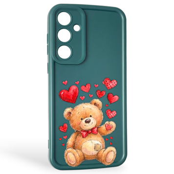 Чохол силіконовий оригінальний Soft Touch з 3D принтом милий ведмедик для Samsung Galaxy A35 5G (SM-A356B) темно-зелений (Повний захист камери) 0043494 фото