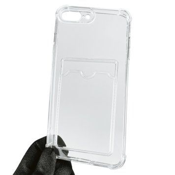Чохол для Apple iPhone 7 Plus з бронь кутами з кишенею для візиток карток k-pop на айфон 7 плюс прозорий 0002034 фото