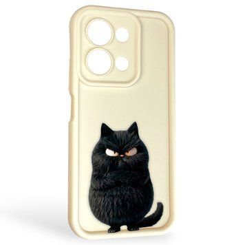 Чехол силиконовый Soft Touch с 3D принтом злой котик для Xiaomi Redmi 15C EU молочный (Полная защита камеры) 0047051 фото