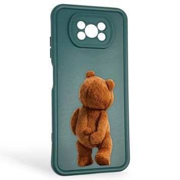 Чохол силіконовий оригінальний Soft Touch з 3D принтом кумедний тед ведмідик для Xiaomi Poco X3 Pro темно-зелений (Повний захист камери) 0048810 фото