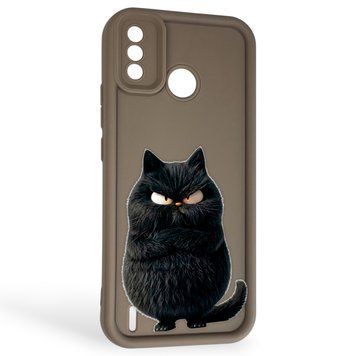 Чохол силіконовий Soft Touch з 3D принтом злого кота для Tecno Spark 6 Go (KE5) коричневий (Повний захист камери) 0047216 фото