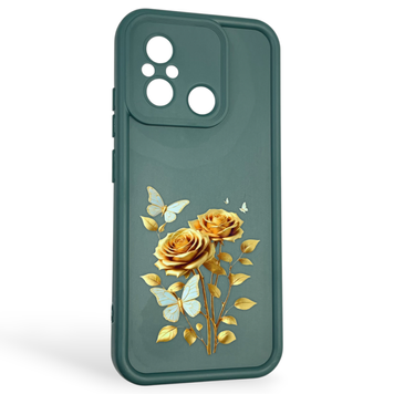 Чехол силиконовый Soft Touch с 3D принтом женским для Xiaomi Poco C55 темно-зеленый (Полная защита камеры) 0042918 фото