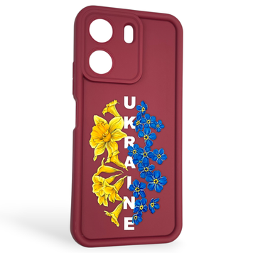 Чохол силіконовий Soft Touch з 3D принтом для Xiaomi Poco C65 бордовий (Повний захист камери) 0042191 фото
