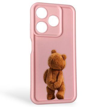 Чохол силіконовий Soft Touch з 3D принтом кумедний тед ведмідик для TECNO Spark 10C (KI5m) рожевий (Повний захист камери) 0049333 фото