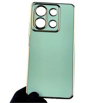 Чохол для Xiaomi Redmi Note 13 5G жіночий із золотою окантовкою із захистом камери на сяомі редмі нот 13 5г м'ятний 0012222 фото