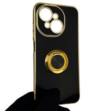 Чохол для Tecno Spark Go 2025 (KL4) з кільцем-підставкою із золотою окантовкою на техно спарк го 2025 чорний gs1 0021123 фото