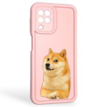 Чехол силиконовый оригинальный Soft Touch с 3D принтом мема сибу для Samsung Galaxy A22 4G (SM-A225F) пудровый (Полная защита камеры) 0047523 фото