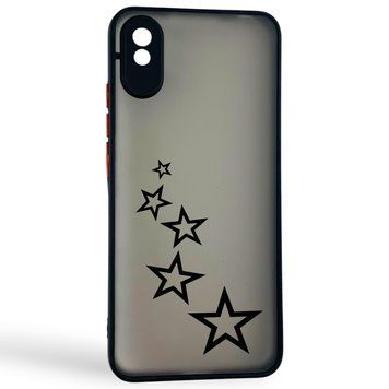 Чехол для телефона Xiaomi Redmi 9A с 3D принтом звездочки с высокими бортами черный 0059238 фото