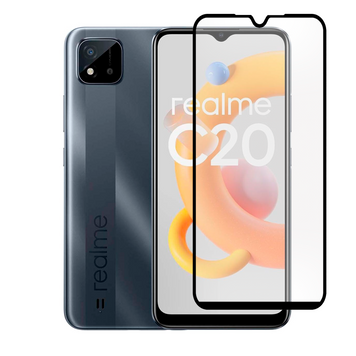 Защитное стекло для телефона Realme C20 противоударное полноэкранное на реалми с20 черное 0038651 фото