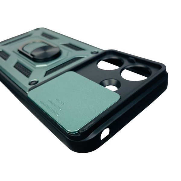 Чохол для Xiaomi POCO C65 броньований з кільцем зі шторкою на камеру на сяомі поко с65 зелений 0001584 фото