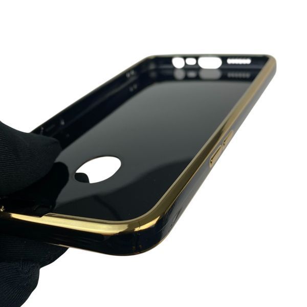 Чехол для OPPO A5S с защитой камеры с золотой окантовкой на оппо а5с черный gs1 0020084 фото
