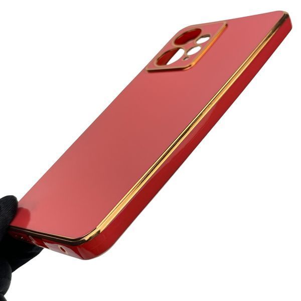 Чохол для Xiaomi Redmi Note 12 4G глянсовий із золотою окантовкою із захистом камери на сяомі редмі нот 12 4г червоний 0000070 фото