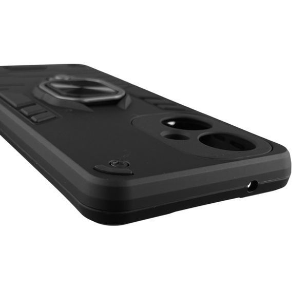 Чехол для телефона Tecno Camon 19 (CI6n) бронированный с магнитным кольцом-держателем на техно камон 19 чёрный 0025741 фото