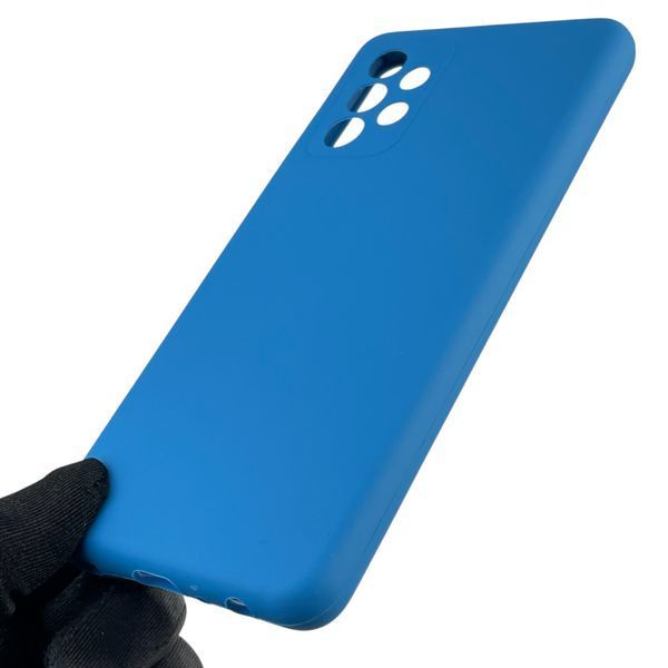 Чехол для Samsung Galaxy A52 4G (SM-A525) силиконовый с микрофиброй нескользящий на самсунг а52 4г синий 0032013 фото