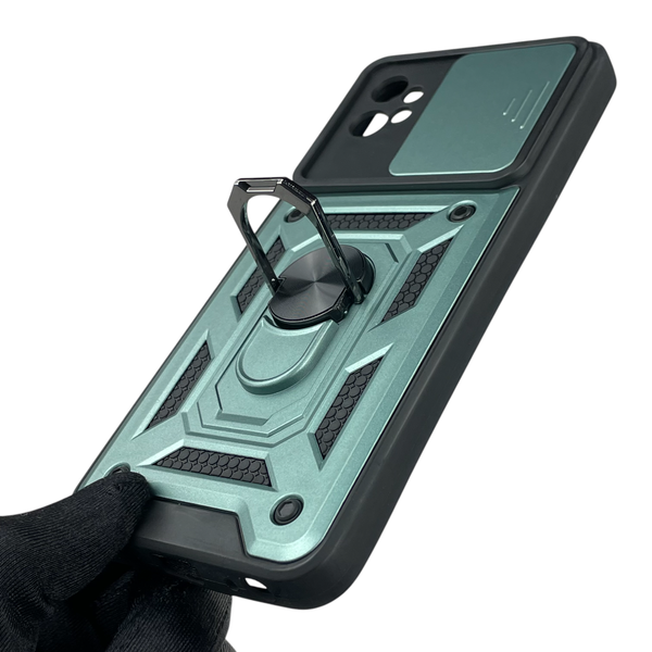 Чохол для Motorola G32 броньований з кільцем-тримачем підставкою зі шторкою на моторола г32 зелений rg1 0015645 фото