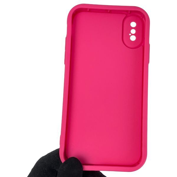 Чехол силиконовый Soft Touch с 3D принтом смешного теда мишки для Apple iPhone XS малиновый (Полная защита камеры) 0049438 фото
