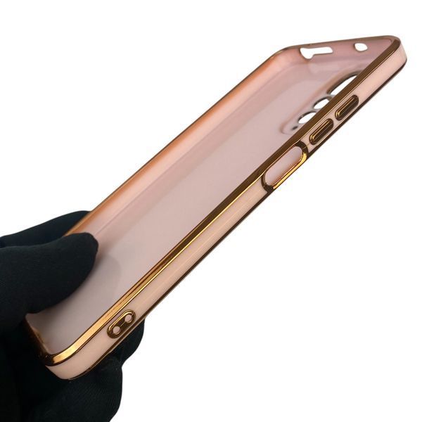 Чохол для Xiaomi Redmi Note 11 4G з кільцем MagSafe із золотою окантовкою на сяомі редмі нот 11 пудровий gs1 0022607 фото