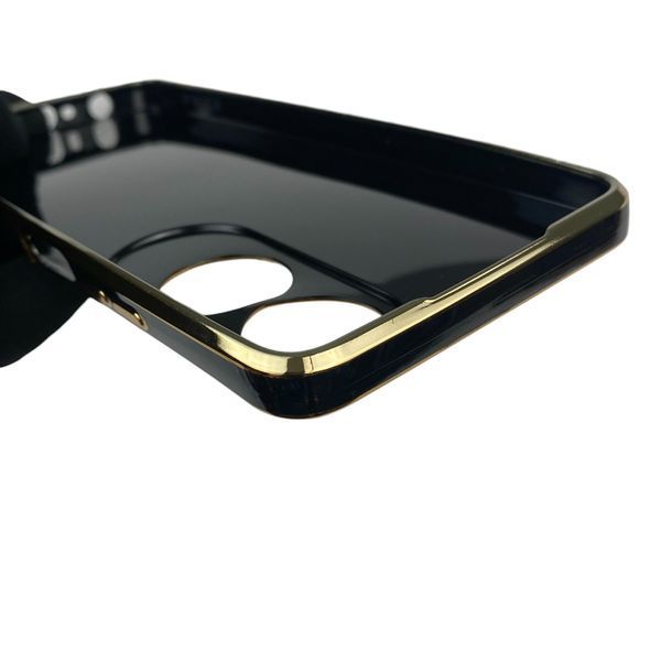 Чохол для Oppo A60 з кільцем-підставкою із золотою окантовкою на оппо а60 чорний gs1 0020465 фото