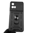 Чехол для Motorola G34 бронированный с кольцом со шторкой на моторола г34 чёрный rg1