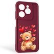 Чехол силиконовый Soft Touch с 3D принтом милый мишка для Infinix Smart 8 HD бордовый (Полная защита камеры) 0044939 фото