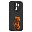 Чехол силиконовый оригинальный Soft Touch с 3D принтом смешного теда мишки для Xiaomi Redmi 9 черный (Полная защита камеры) 0048911 фото