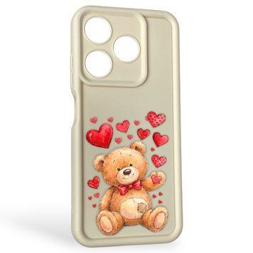 Чохол силіконовий Soft Touch з 3D принтом милий ведмедик для TECNO Spark 10 (KI5q) молочний (Повний захист камери) 0044824 фото