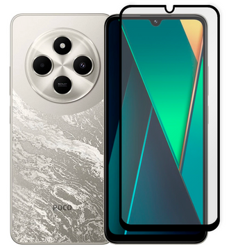 Захисне скло 6D OG для телефона Xiaomi Poco C75 повноекранне протиударне на сяомі поко C75 чорне 0013959 фото