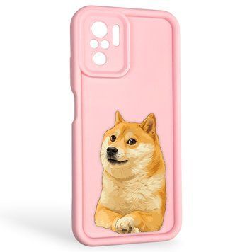 Чехол силиконовый оригинальный Soft Touch с 3D принтом мема сибу для Xiaomi Poco M5s розовый (Полная защита камеры) 0047875 фото